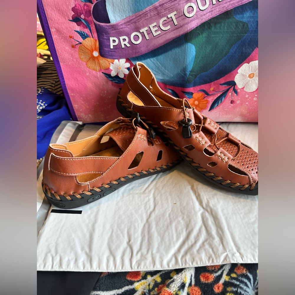 🟤 NWOT Brown Fisherman Sandals Comfort Adjustable 👡 Size 12.5